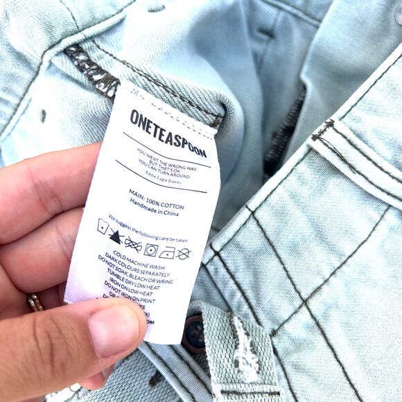 OneTeaspoon Cargo Bandit Low Waisted Shorts Jeans Denim Light 29 Distressed - Picture 4 of 7